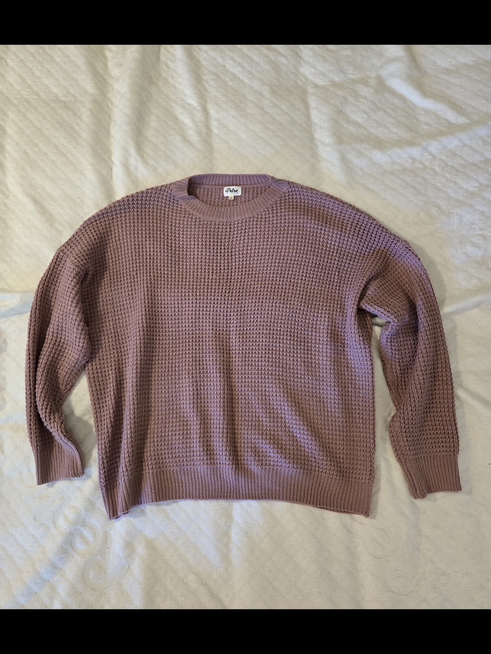 Pulse Women's Mauve Waffle Knit Crewneck Sweater